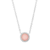 0.04ct Diamond & 0.28ct Pink Opal 14k White Gold Necklace